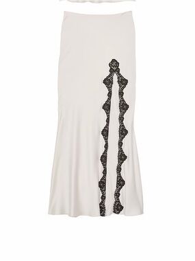 Victoria's Secret White Maxi Skirt with Black Lace Inset